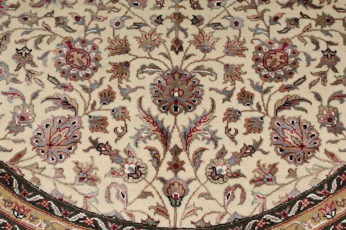 5x5 Ivory and Burgundy Turkish Tribal Rug