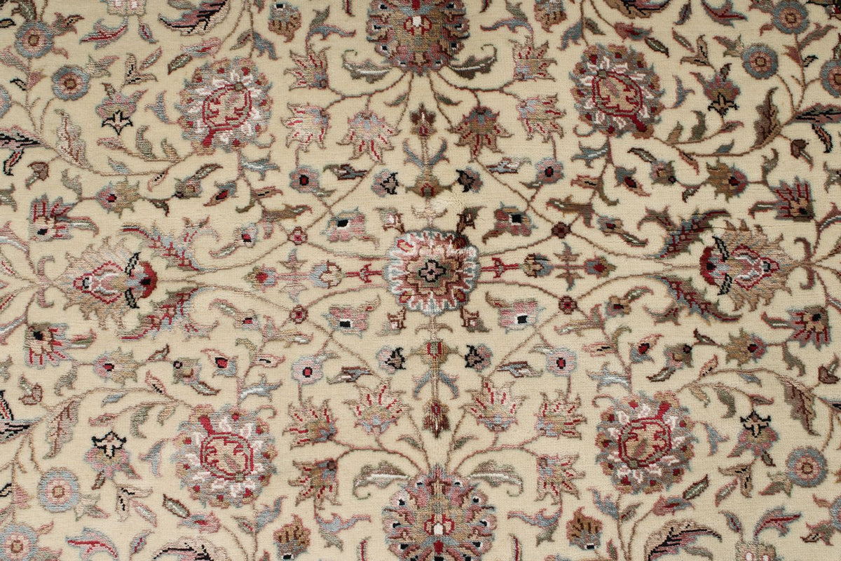 5x5 Ivory and Burgundy Turkish Tribal Rug