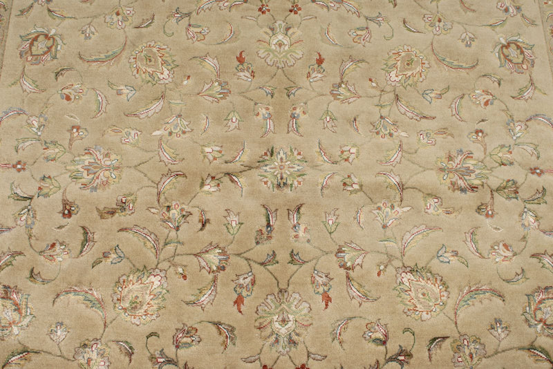 6x8 Ivory and Burgundy Turkish Tribal Rug