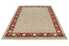 6x8 Ivory and Burgundy Turkish Tribal Rug