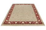 6x8 Ivory and Burgundy Turkish Tribal Rug