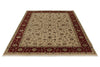 6x8 Ivory and Burgundy Turkish Tribal Rug