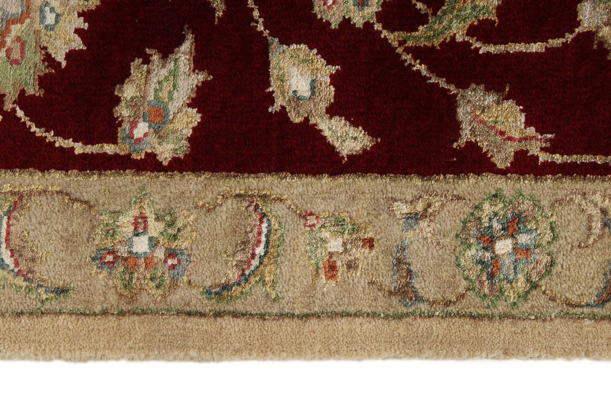 6x8 Ivory and Burgundy Turkish Tribal Rug