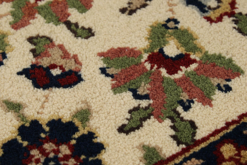 4x6 Ivory and Burgundy Turkish Traditional Rug