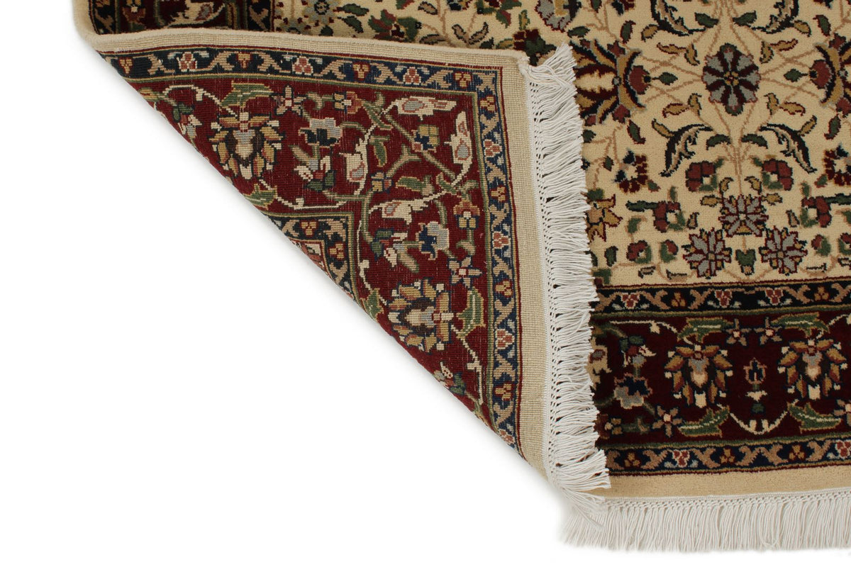 4x6 Ivory and Burgundy Turkish Traditional Rug