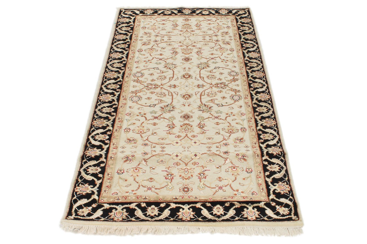 3x6 Ivory and Black Turkish Tribal Runner