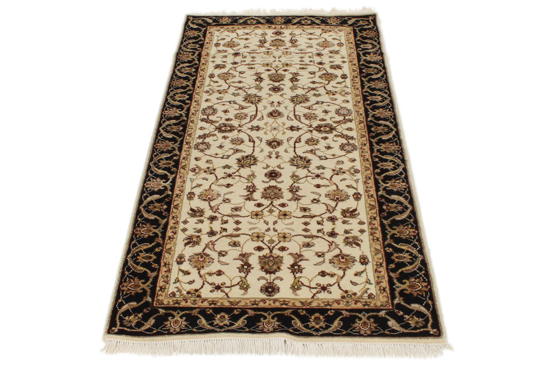 3x6 Ivory and Black Turkish Tribal Runner