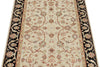 3x6 Ivory and Black Turkish Tribal Runner