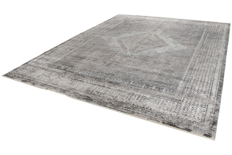 10x13 Gray and Black Turkish Antep Rug