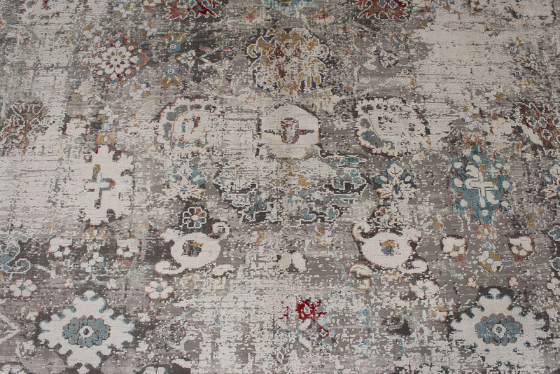 10x13 Gray and Multicolor Turkish Antep Rug