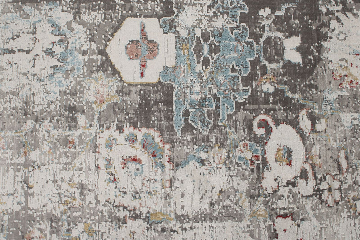 10x13 Gray and Multicolor Turkish Antep Rug