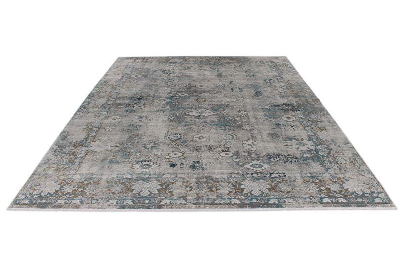 10x13 Beige and Multicolor Turkish Antep Rug