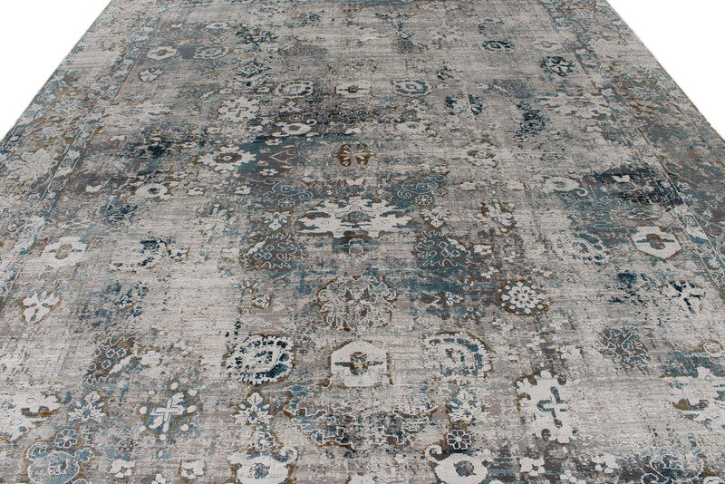 10x13 Beige and Multicolor Turkish Antep Rug