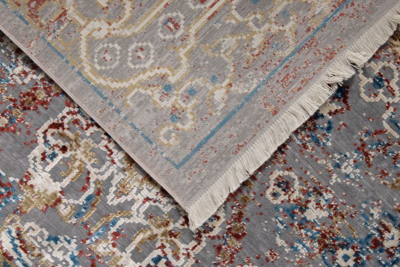 10x13 Gray and Multicolor Turkish Antep Rug