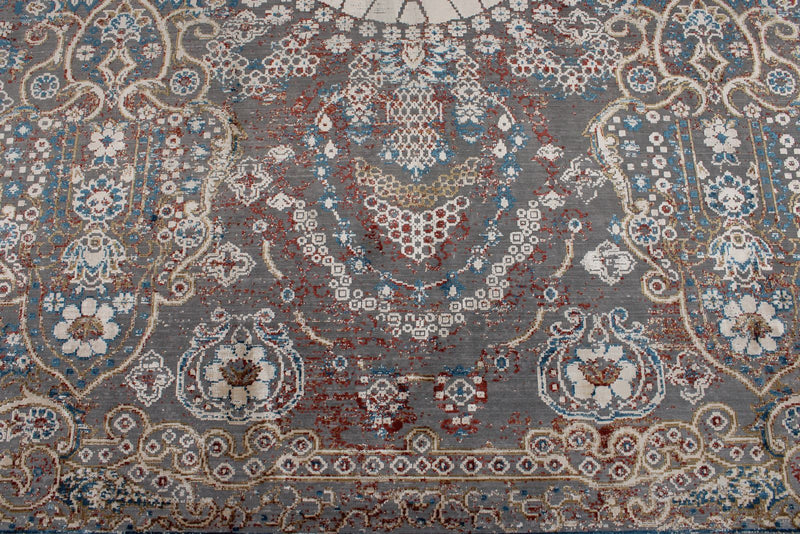 10x13 Gray and Multicolor Turkish Antep Rug