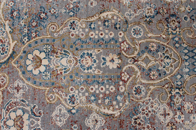 10x13 Gray and Multicolor Turkish Antep Rug