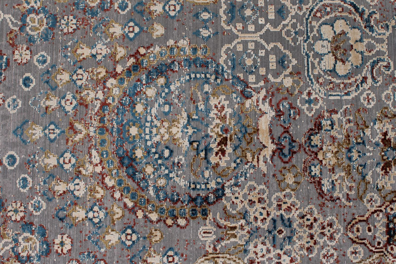 10x13 Gray and Multicolor Turkish Antep Rug