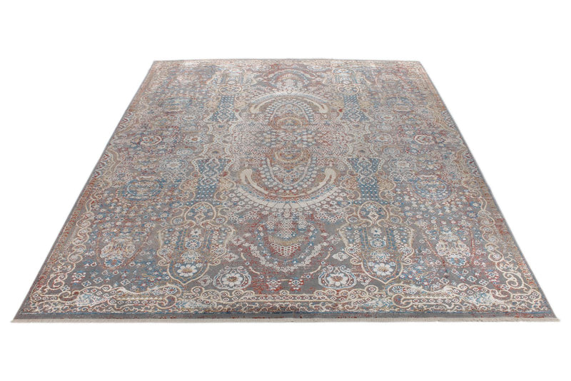 10x13 Gray and Multicolor Turkish Antep Rug