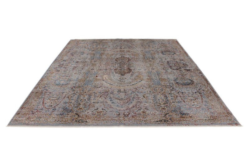 10x13 Gray and Multicolor Turkish Antep Rug