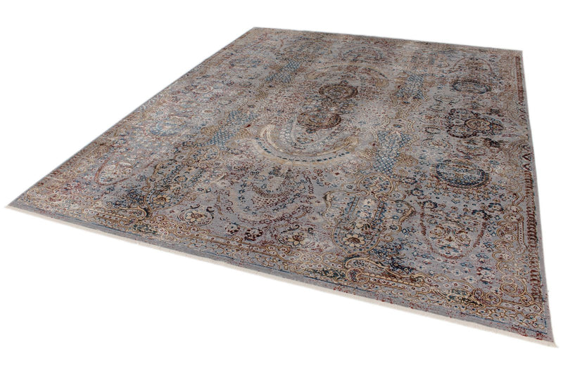 10x13 Gray and Multicolor Turkish Antep Rug