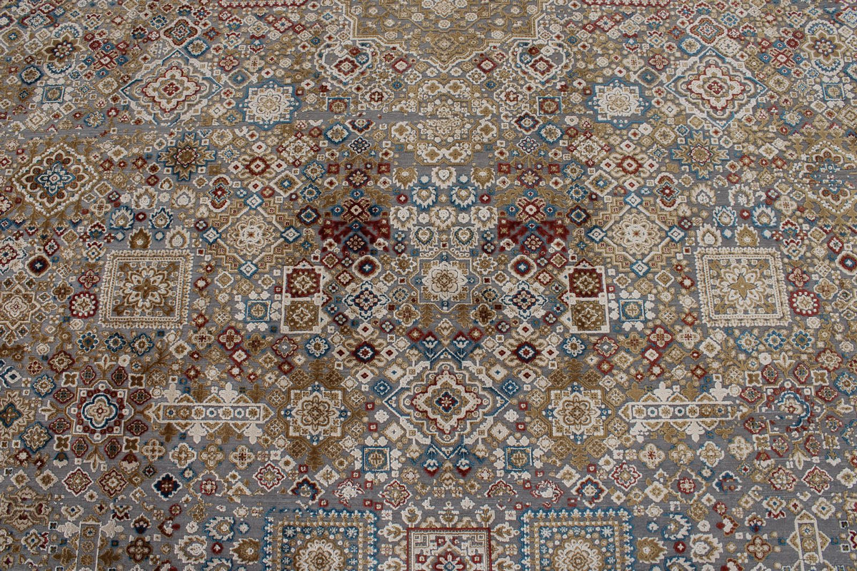 10x13 Gray and Multicolor Turkish Antep Rug