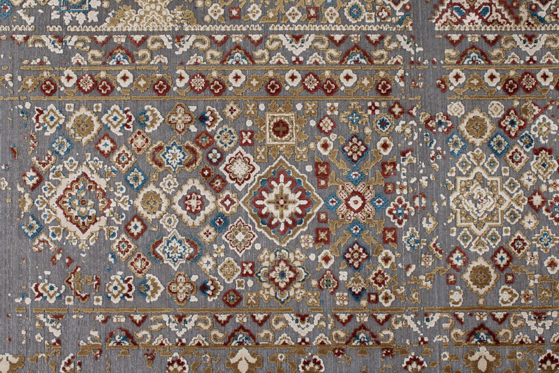 10x13 Gray and Multicolor Turkish Antep Rug