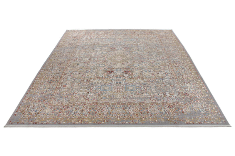 10x13 Gray and Multicolor Turkish Antep Rug