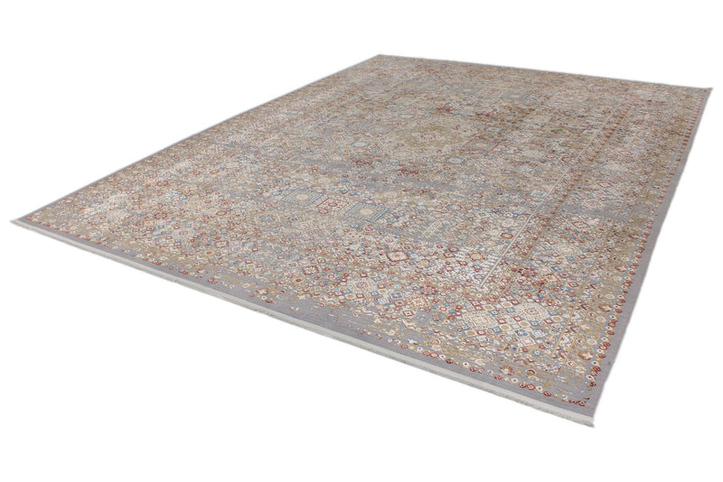 10x13 Gray and Multicolor Turkish Antep Rug