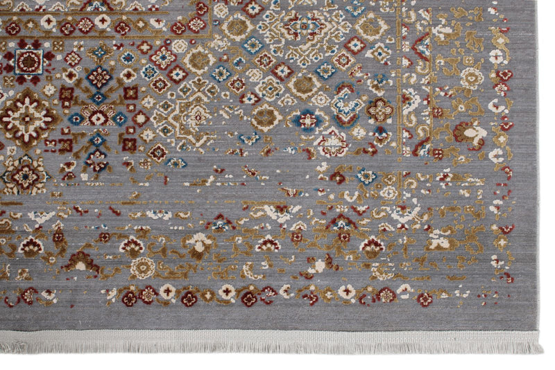 10x13 Gray and Multicolor Turkish Antep Rug