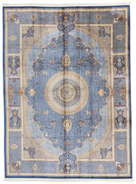 10x13 Blue and Multicolor Turkish Antep Rug