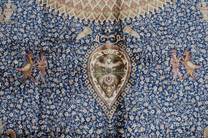 10x13 Blue and Multicolor Turkish Antep Rug