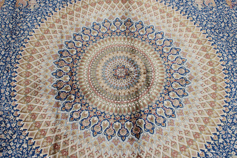 10x13 Blue and Multicolor Turkish Antep Rug