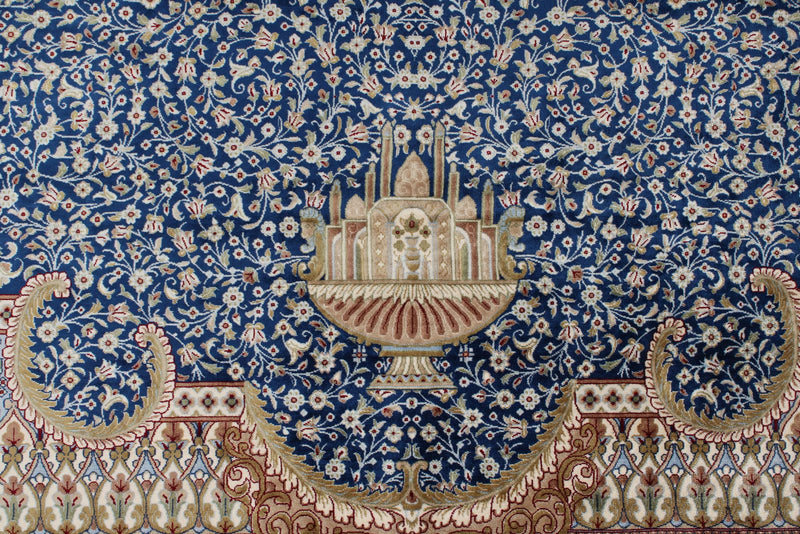 10x13 Blue and Multicolor Turkish Antep Rug
