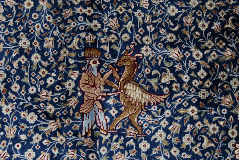 10x13 Blue and Multicolor Turkish Antep Rug
