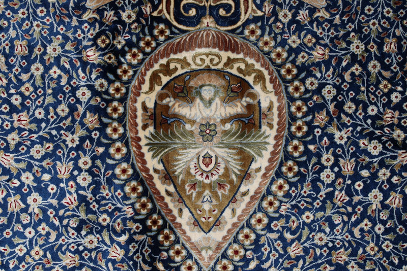10x13 Blue and Multicolor Turkish Antep Rug