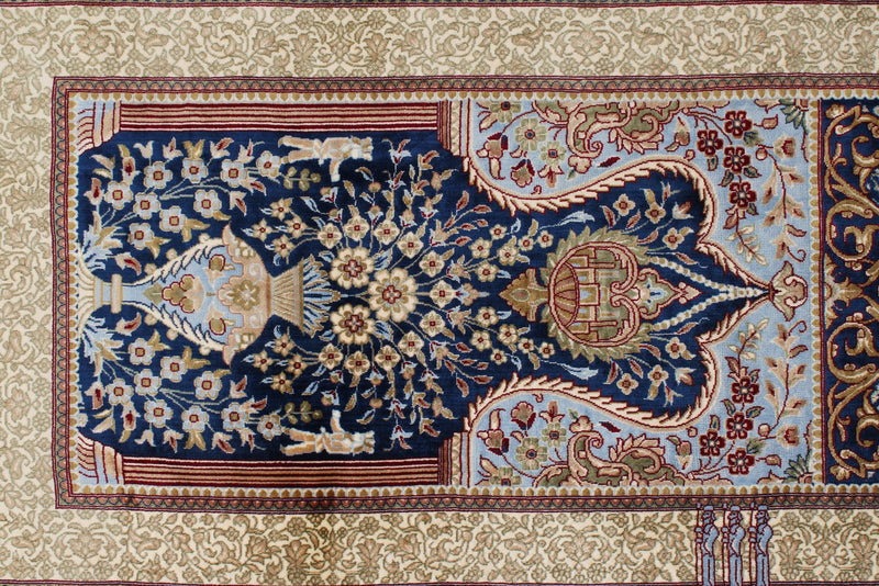 10x13 Blue and Multicolor Turkish Antep Rug