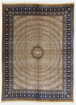 10x13 Gold and Navy Turkish Antep Rug