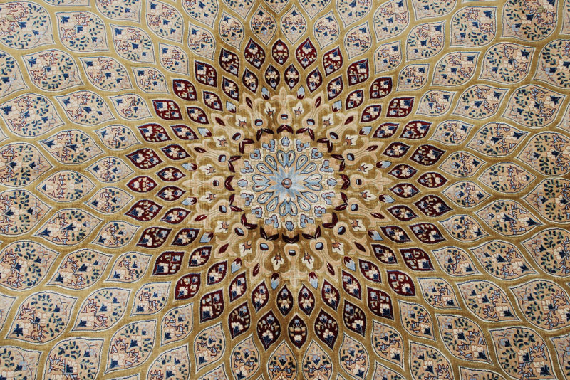 10x13 Gold and Navy Turkish Antep Rug