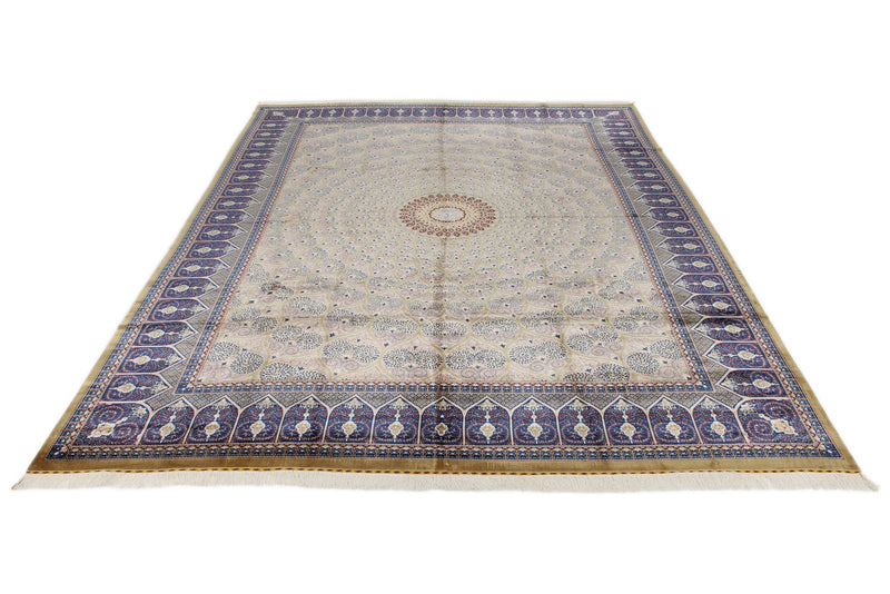 10x13 Gold and Navy Turkish Antep Rug