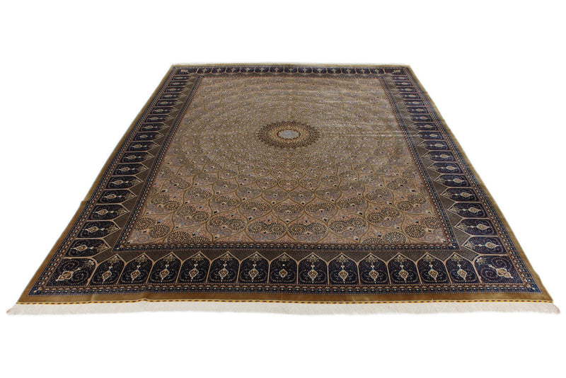 10x13 Gold and Navy Turkish Antep Rug