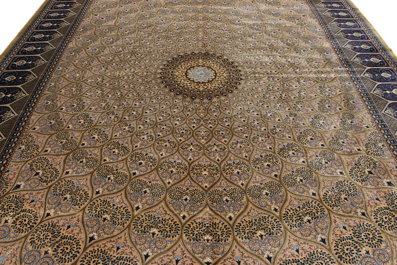 10x13 Gold and Navy Turkish Antep Rug