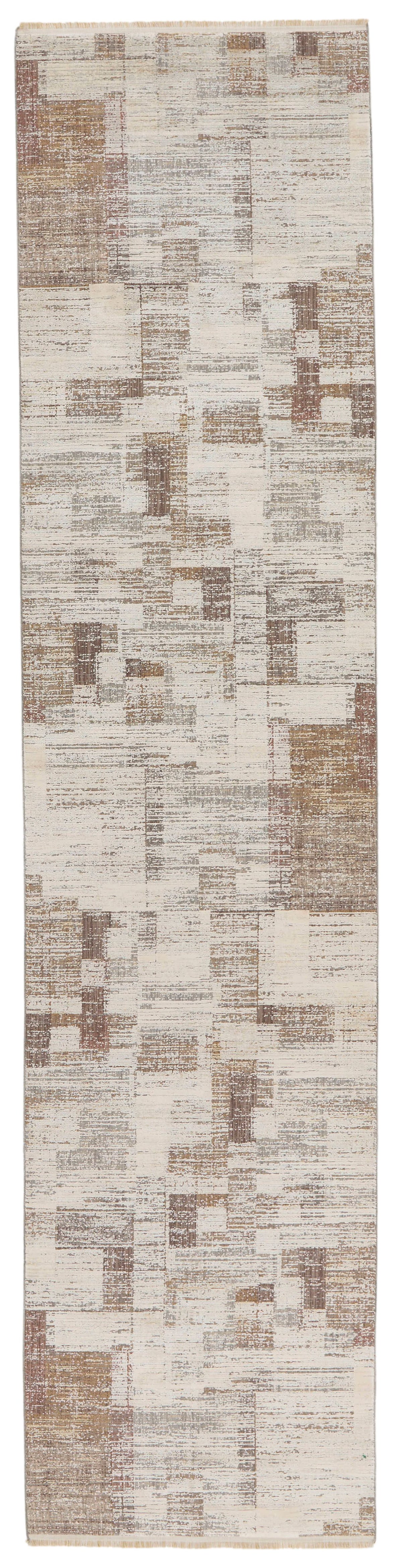 3x12 Off White and Light Brown Turkish Antep Runner