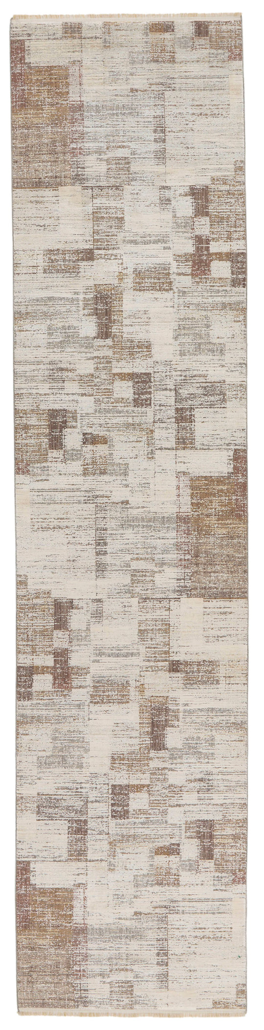 3x12 Off White and Light Brown Turkish Antep Runner