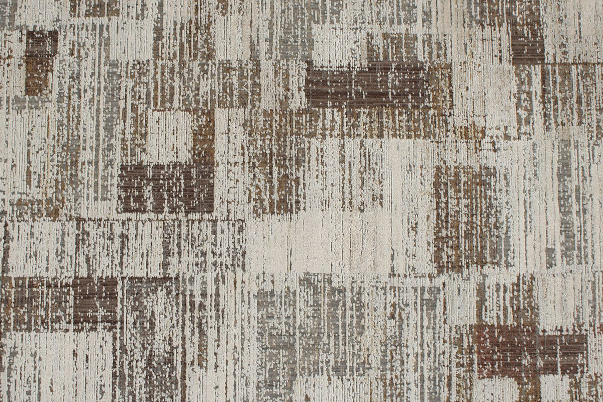3x12 Off White and Light Brown Turkish Antep Runner