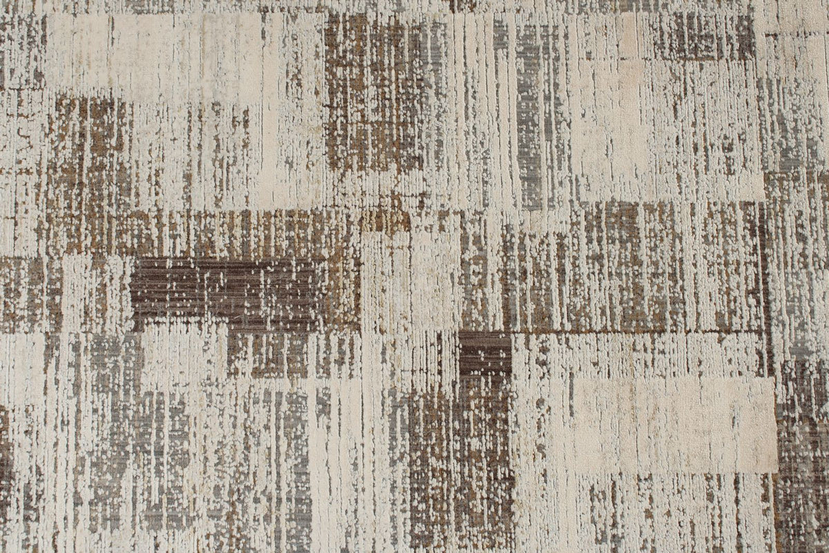 3x12 Off White and Light Brown Turkish Antep Runner