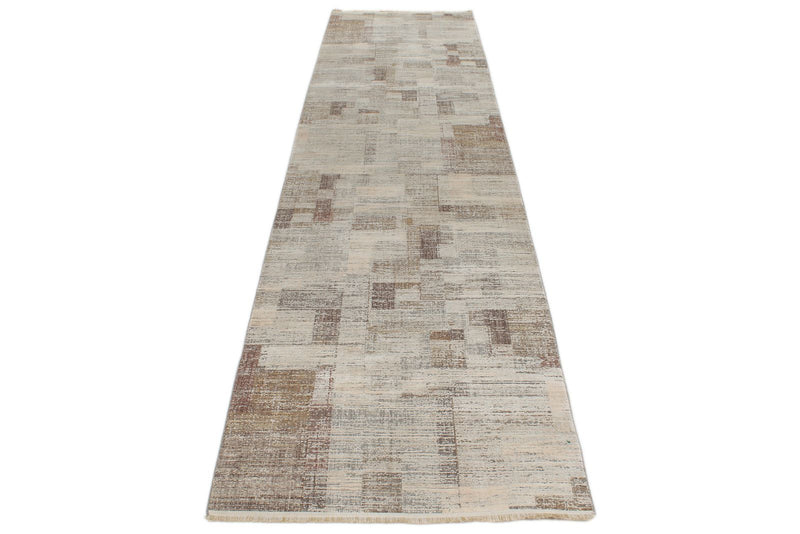 3x12 Off White and Light Brown Turkish Antep Runner