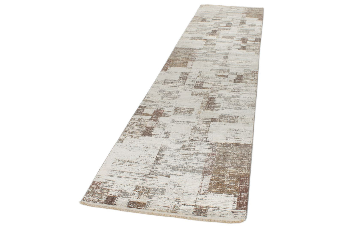 3x12 Off White and Light Brown Turkish Antep Runner