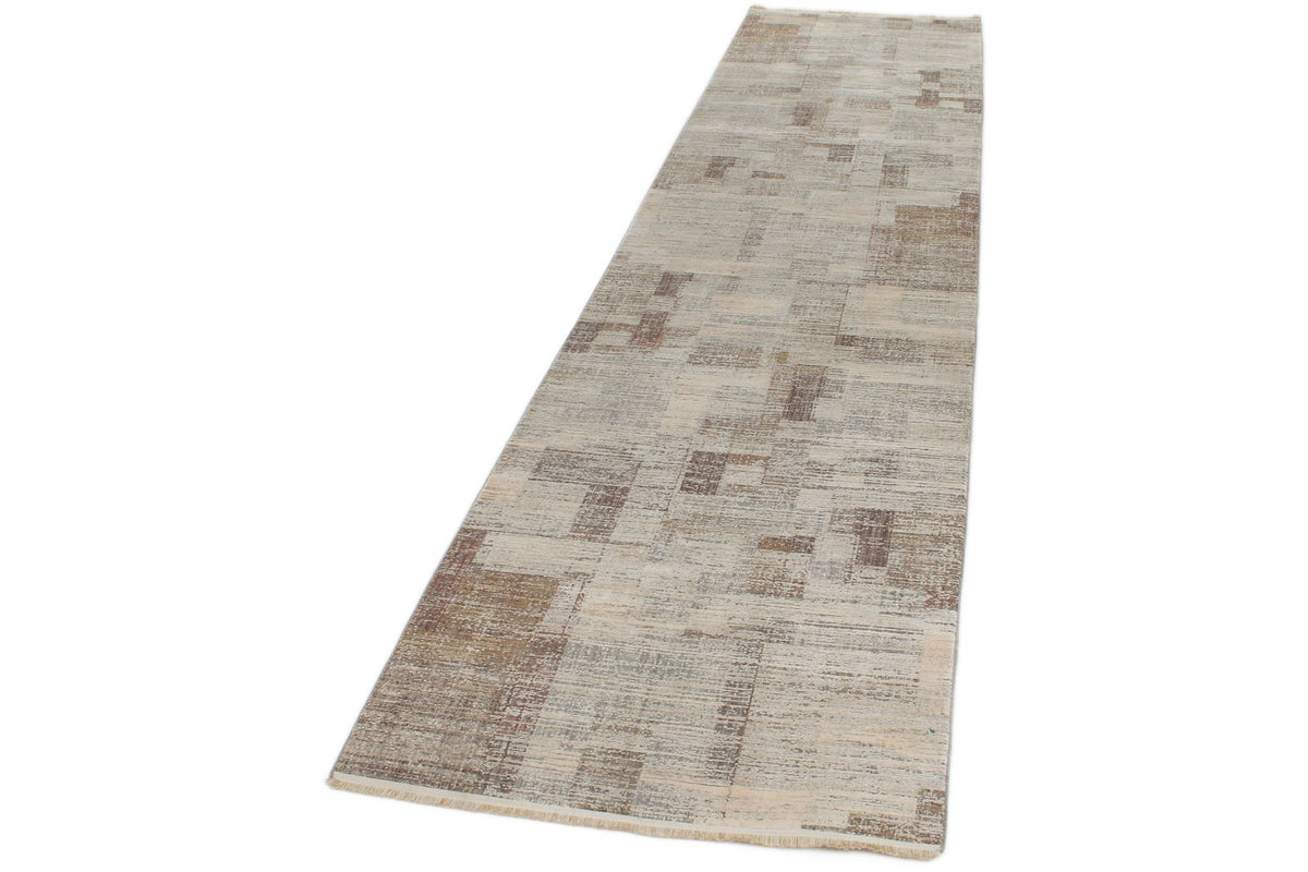 3x12 Off White and Light Brown Turkish Antep Runner