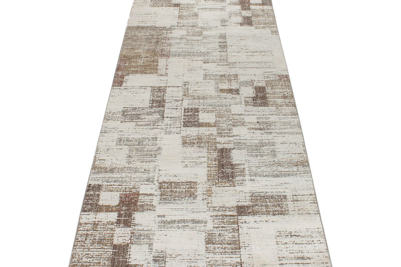 3x12 Off White and Light Brown Turkish Antep Runner
