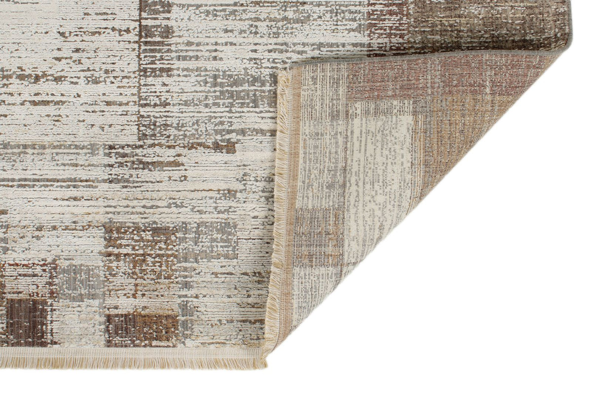 3x12 Off White and Light Brown Turkish Antep Runner